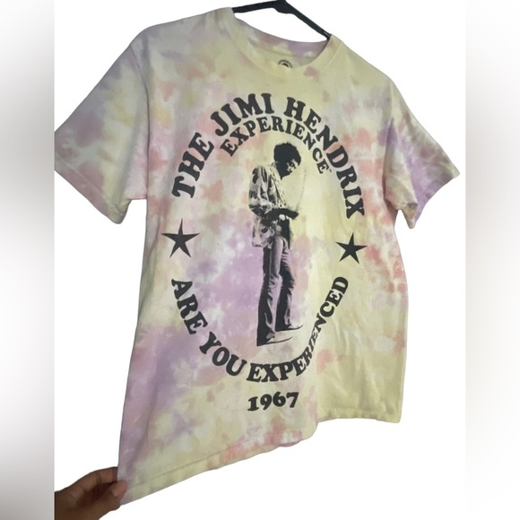 Jimi Hendrix Tie Dye Crewneck T-Shirt Color: Purple/Yellow | Size:S - Picture 2 of 6